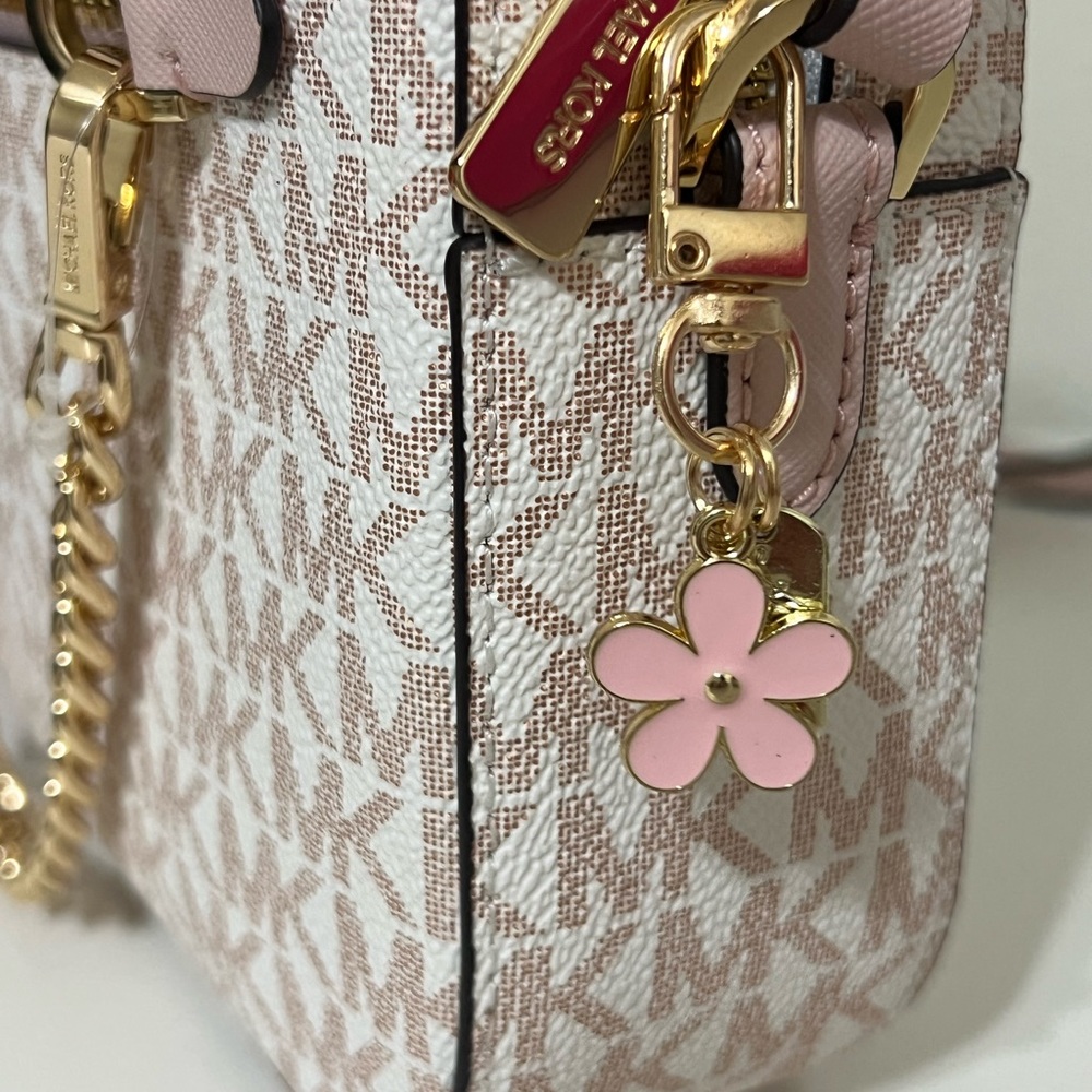 Pink Flower Bag Charm Only.